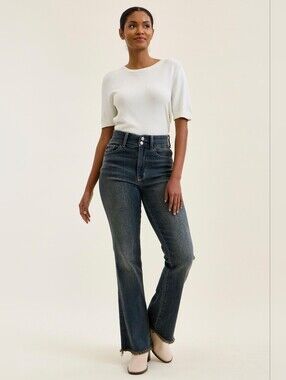 JUDY BLUE HR Medium Wash Double Button Bootcut Jeans Shield Daisy Various NEW